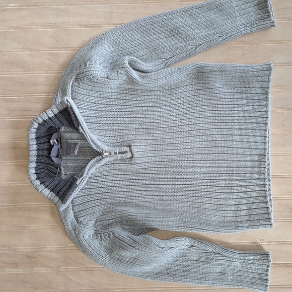 H&M Toddler Ribbed Chunky Knit Half-Zip Sweater 100% Cotton Comfy Gray Boy - Picture 1 of 10